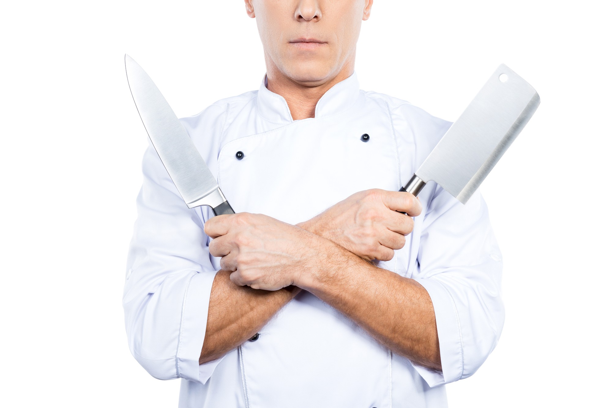 Instructor demonstrating knife technique to small group